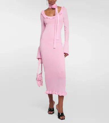 BLUMARINE Ruffled wool midi dress | Thumbnail 2