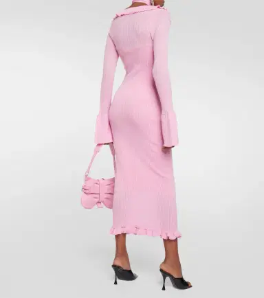 BLUMARINE Ruffled wool midi dress | Thumbnail 4
