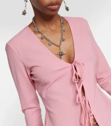 BLUMARINE Ruffled tie-front wool-blend blouse | Thumbnail 5
