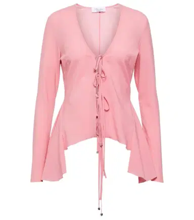 BLUMARINE Ruffled tie-front wool-blend blouse | Thumbnail 1