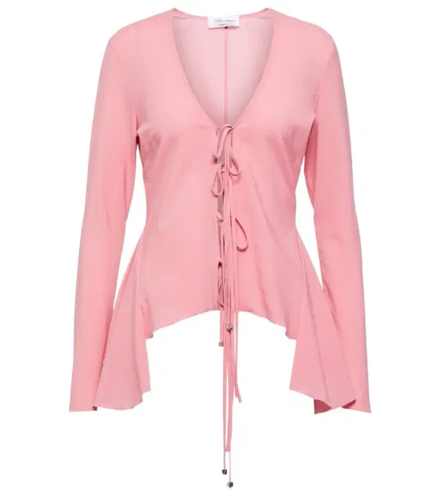BLUMARINE Ruffled tie-front wool-blend blouse