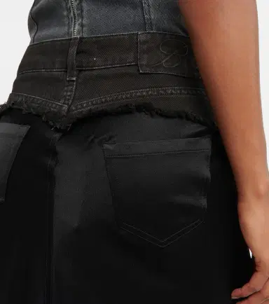 BLUMARINE Denim-trimmed satin maxi skirt | Thumbnail 2