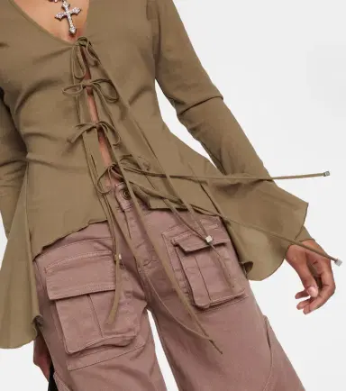 BLUMARINE Ruffled tie-front wool-blend blouse | Thumbnail 3