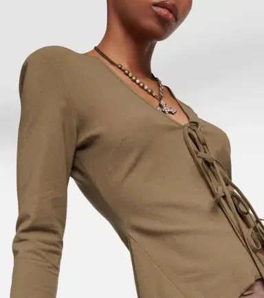 BLUMARINE Ruffled tie-front wool-blend blouse | Thumbnail 5