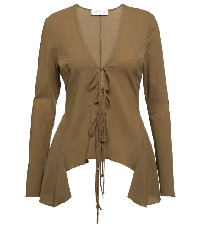 BLUMARINE Ruffled tie-front wool-blend blouse