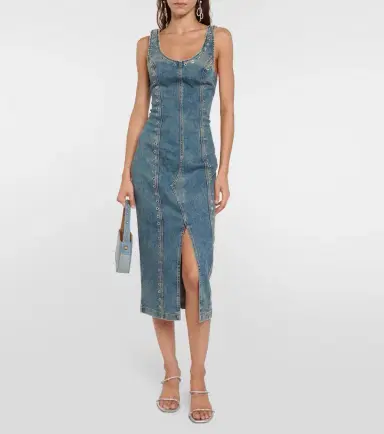 BLUMARINE Embellished denim midi dress | Thumbnail 2