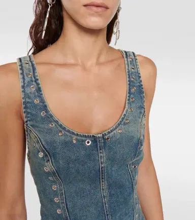 BLUMARINE Embellished denim midi dress | Thumbnail 4