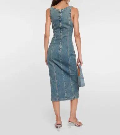 BLUMARINE Embellished denim midi dress | Thumbnail 5