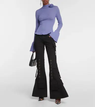 Blumarine Ruffle-trimmed ribbed-knit wool sweater | Thumbnail 2