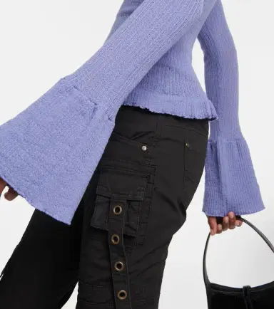 Blumarine Ruffle-trimmed ribbed-knit wool sweater | Thumbnail 3