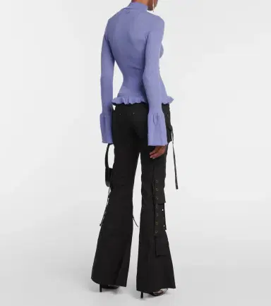 Blumarine Ruffle-trimmed ribbed-knit wool sweater | Thumbnail 4