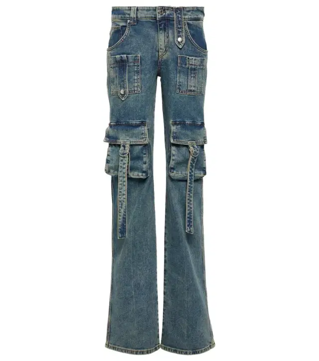 BLUMARINE Low-rise denim cargo pants