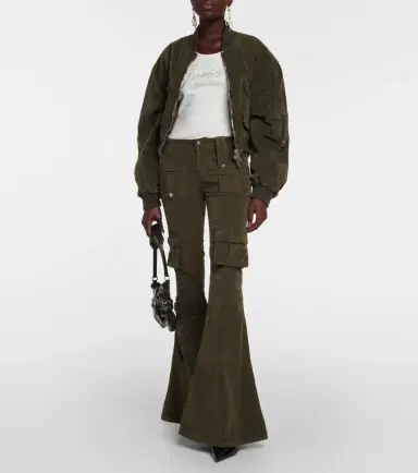 BLUMARINE Low-rise velvet flared cargo pants | Thumbnail 4