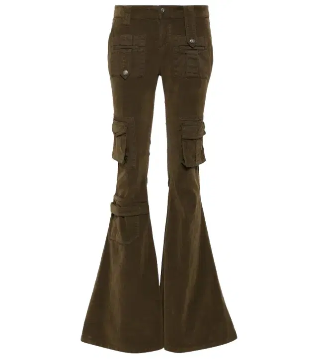 BLUMARINE Low-rise velvet flared cargo pants