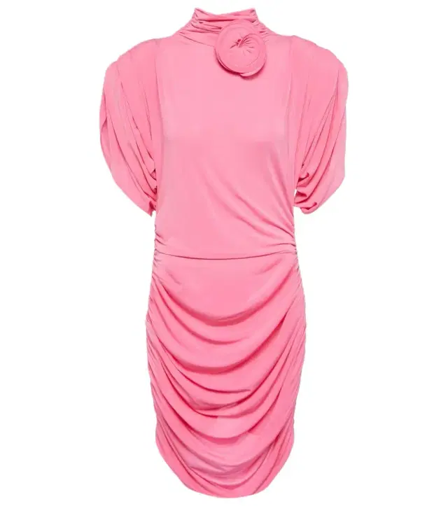 Magda Butrym Rose-appliqué ruched jersey minidress