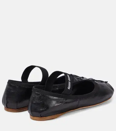 Miu Miu Logo leather ballet flats | Thumbnail 2