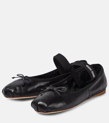 Miu Miu Logo leather ballet flats | Thumbnail 3