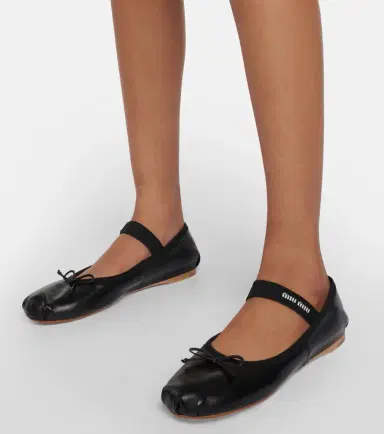 Miu Miu Logo leather ballet flats | Thumbnail 5