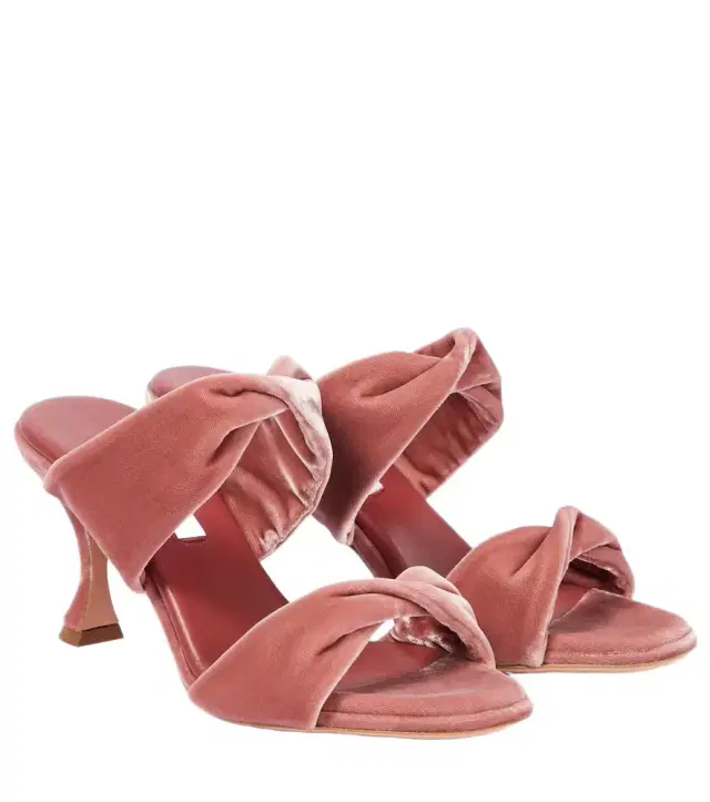 Aquazzura Twist 95 velvet mules