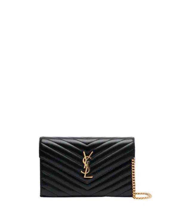 Saint Laurent Cassandre matelassé leather wallet on chain