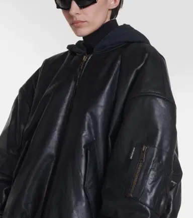 Balenciaga Oversized leather bomber jacket | Thumbnail 4