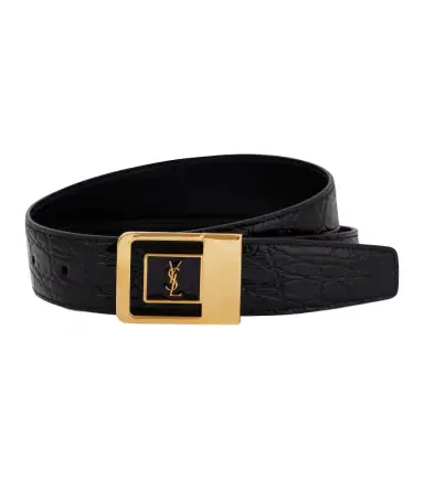 Saint Laurent La 66 croc-effect leather belt | Thumbnail 1