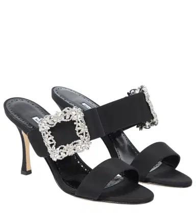 Manolo Blahnik Gable embellished satin sandals | Thumbnail 1 Manolo Blahnik Gable embellished satin sandals | Thumbnail 1