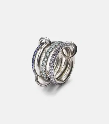 Spinelli Kilcollin Iris sterling silver linked ring with sapphires, aquamarine and tanzanite | Thumbnail 2 Spinelli Kilcollin Iris sterling silver linked ring with sapphires, aquamarine and tanzanite | Thumbnail 2