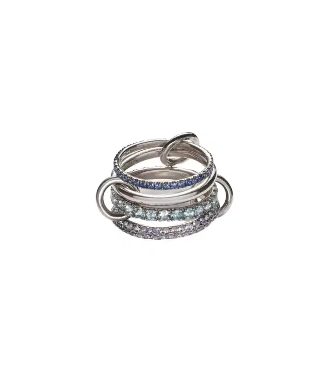 Spinelli Kilcollin Iris sterling silver linked ring with sapphires, aquamarine and tanzanite