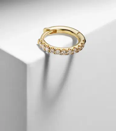 Spinelli Kilcollin Micro Hoop Pavé 18kt gold single earring with diamond | Thumbnail 3 Spinelli Kilcollin Micro Hoop Pavé 18kt gold single earring with diamond | Thumbnail 3