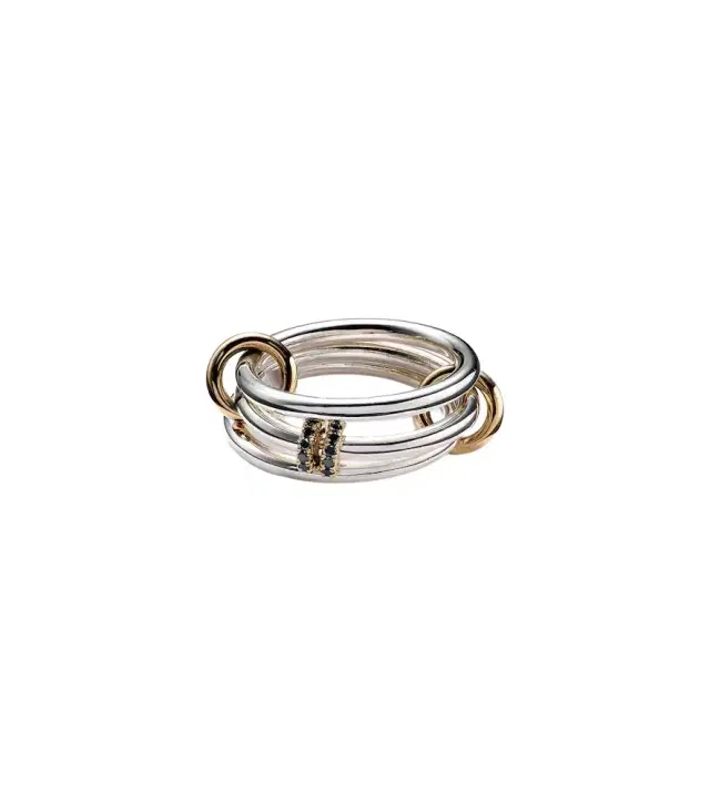 Spinelli Kilcollin Dion SG sterling silver stacked ring with black diamonds