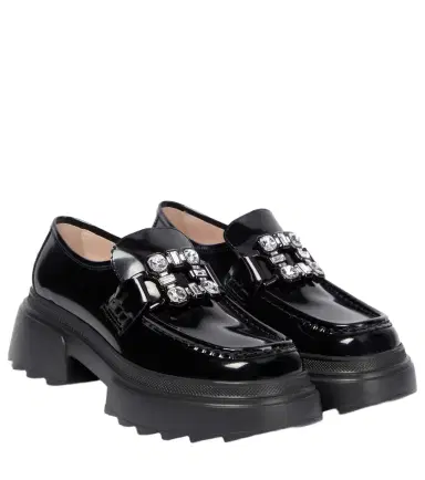 Roger Vivier Wallaviv strass buckle patent leather loafers | Thumbnail 1