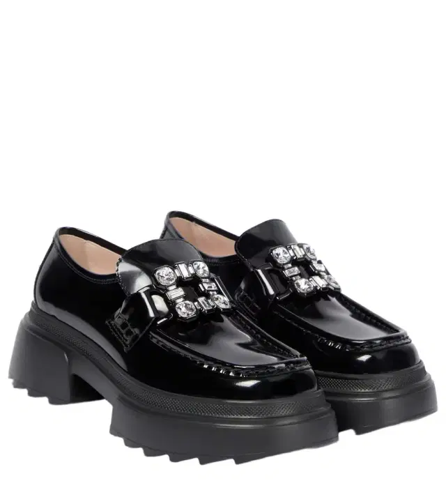 Roger Vivier Wallaviv strass buckle patent leather loafers
