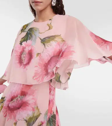 Giambattista Valli Caped floral silk georgette gown | Thumbnail 3