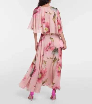 Giambattista Valli Caped floral silk georgette gown | Thumbnail 4