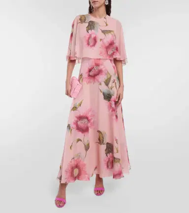 Giambattista Valli Caped floral silk georgette gown | Thumbnail 5