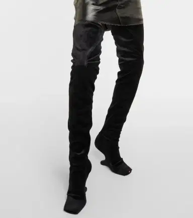Rick Owens Cantilever velvet over-the-knee boots | Thumbnail 5