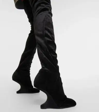 Rick Owens Cantilever velvet over-the-knee boots | Thumbnail 7