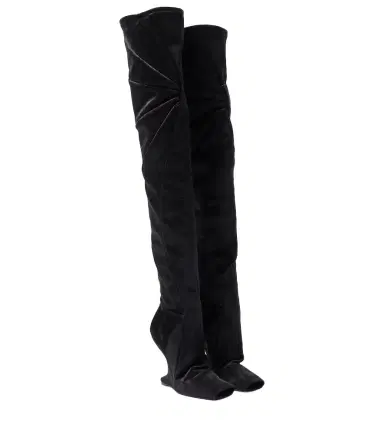 Rick Owens Cantilever velvet over-the-knee boots | Thumbnail 1