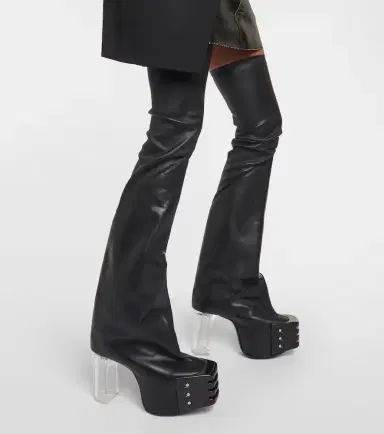 Rick Owens Platform leather over-the-knee boots | Thumbnail 2