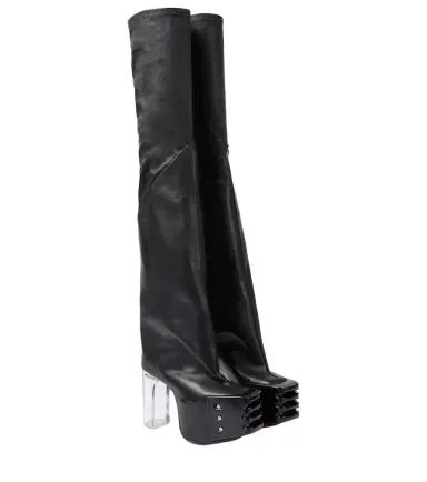 Rick Owens Platform leather over-the-knee boots | Thumbnail 1