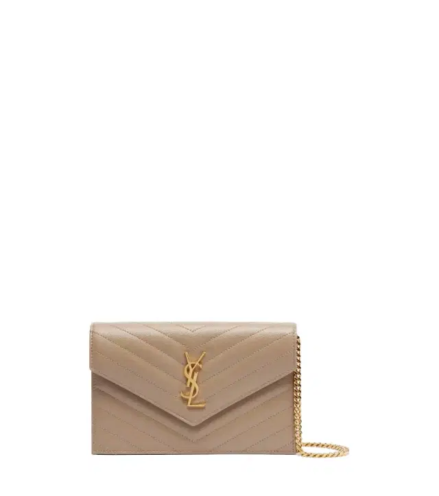 Saint Laurent Cassandre matelassé envelope leather wallet on chain