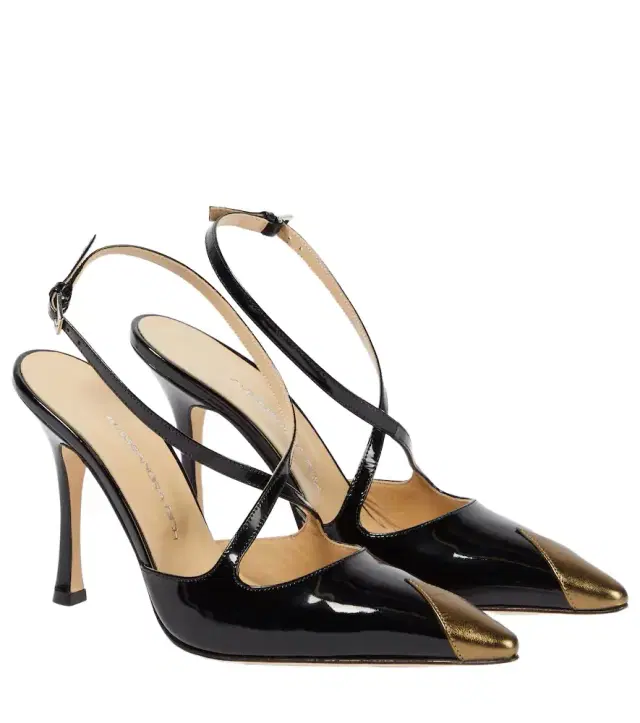 Alessandra Rich Paneled patent leather pumps