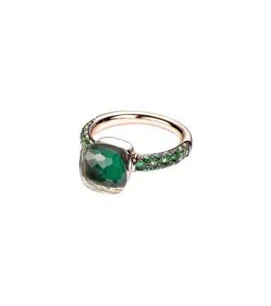 Pomellato Nudo 18kt rose and white gold ring with malachite, prasiolite, and tsavorite | Thumbnail 1 Pomellato Nudo 18kt rose and white gold ring with malachite, prasiolite, and tsavorite | Thumbnail 1