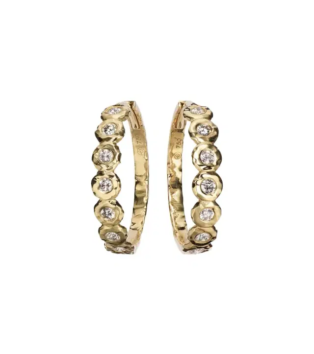 Octavia Elizabeth Edith 18kt gold hoop earrings with diamonds