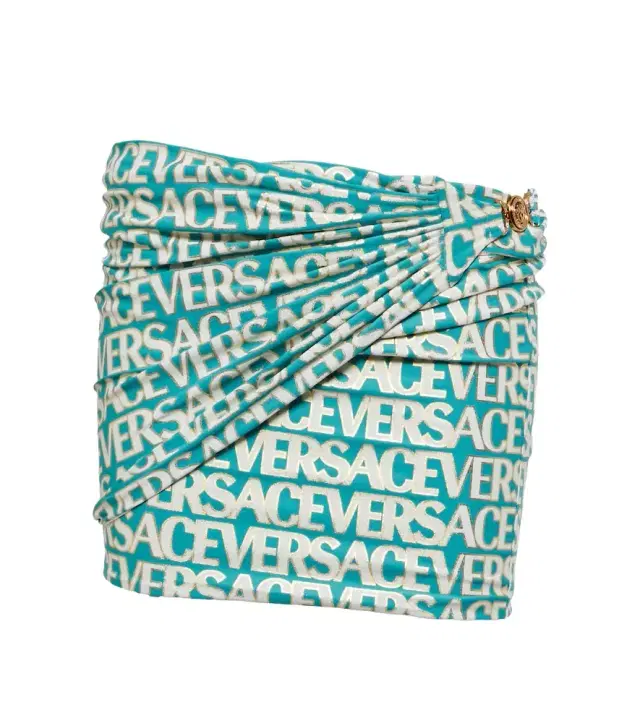 Versace Logo ruched miniskirt
