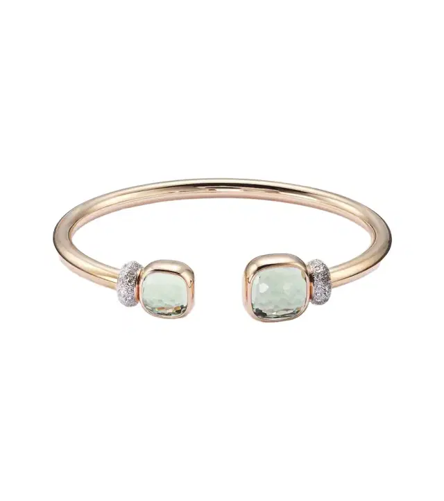 Pomellato Nudo 18kt rose gold cuff bracelet with prasiolites and diamonds
