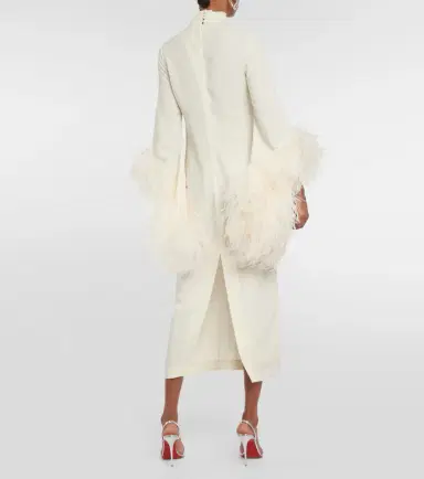 Taller Marmo Del Rio feather-trimmed midi dress | Thumbnail 2 Taller Marmo Del Rio feather-trimmed midi dress | Thumbnail 2