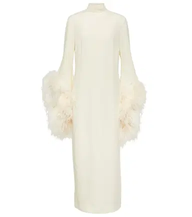 Taller Marmo Del Rio feather-trimmed midi dress | Thumbnail 1 Taller Marmo Del Rio feather-trimmed midi dress | Thumbnail 1