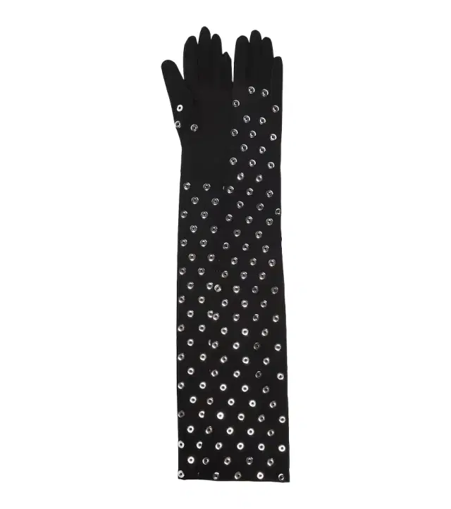 Alaia Alaïa Eyelet embellished jersey gloves